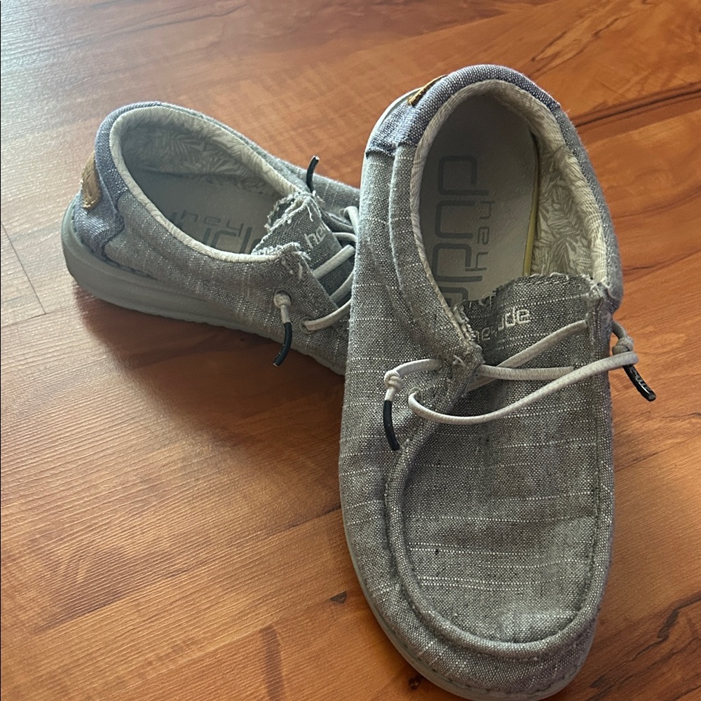 Hey Dude Boy’s Textured Gray and Blue Loafers